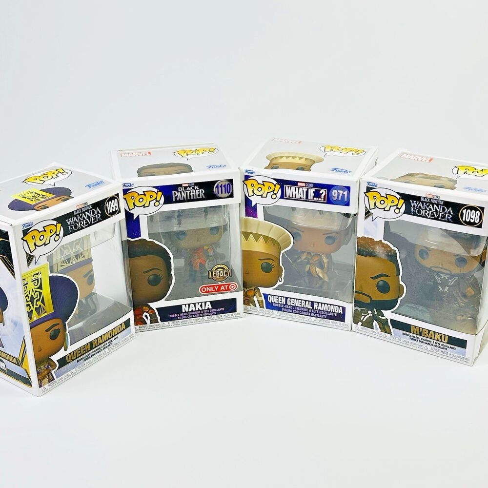Funko Pop Lot of 4 Black Panther Wakanda Forever Queen Ramonda Nakia M’Baku NIB